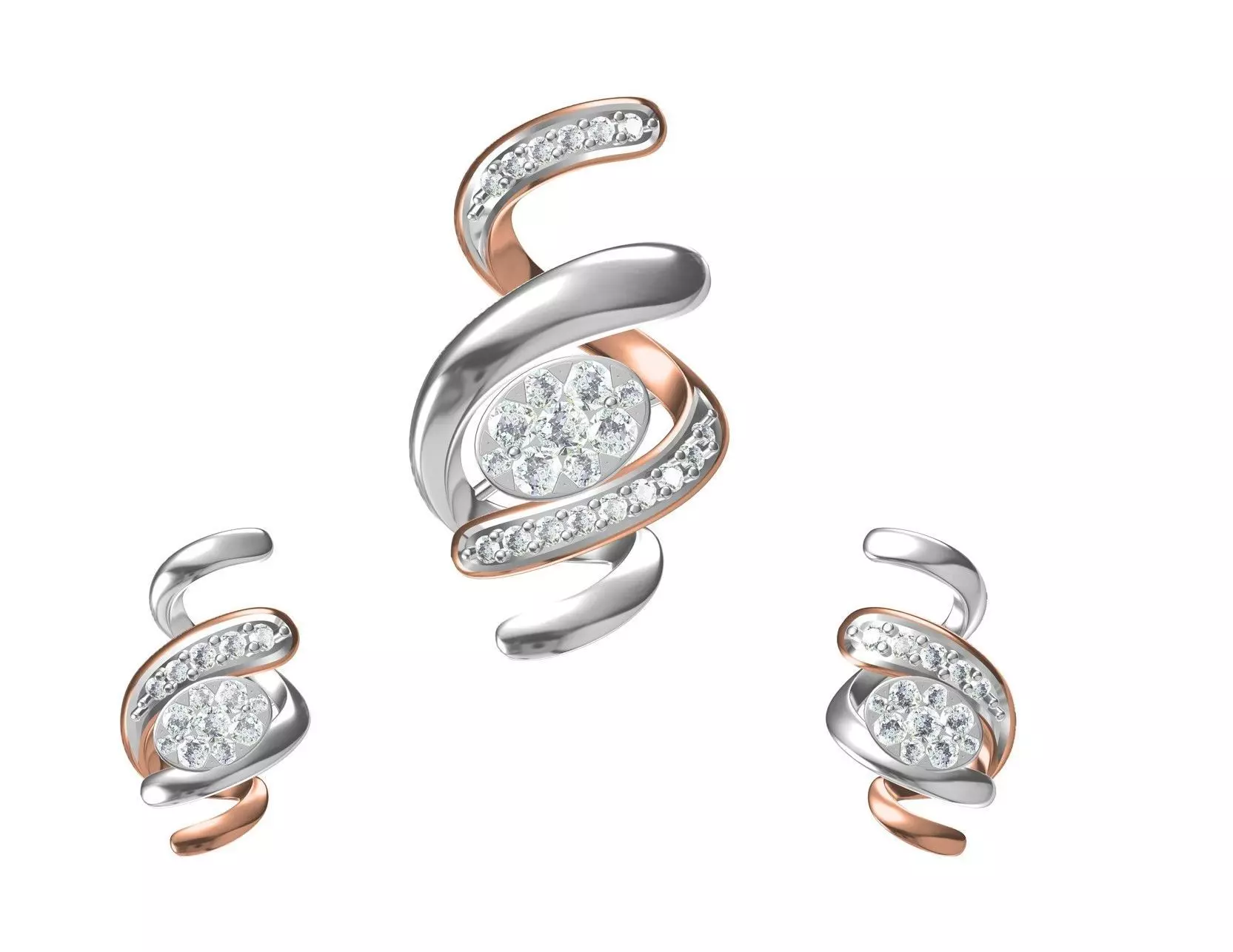 Women Earring Pendant Set STL JCD Details 3D print model_0