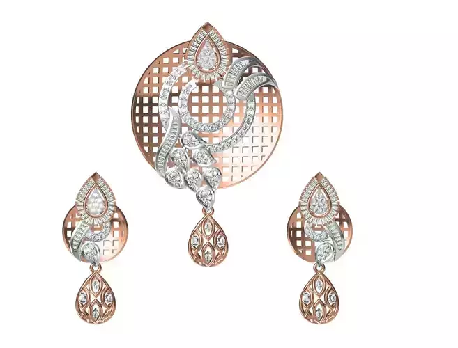 Women Earring Pendant Set STL JCD Details 3D print model