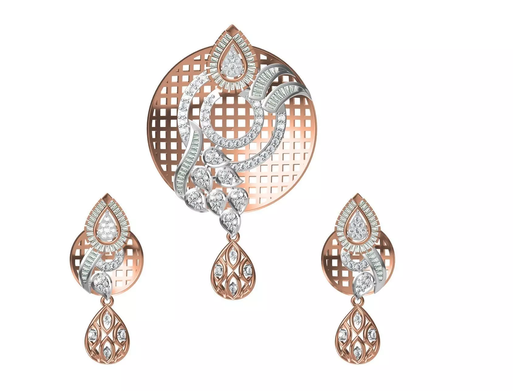 Women Earring Pendant Set STL JCD Details 3D print model_0