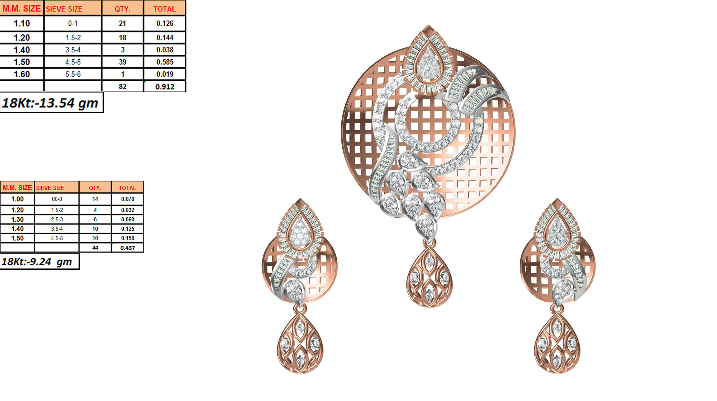 Women Earring Pendant Set STL JCD Details 3D print model_1