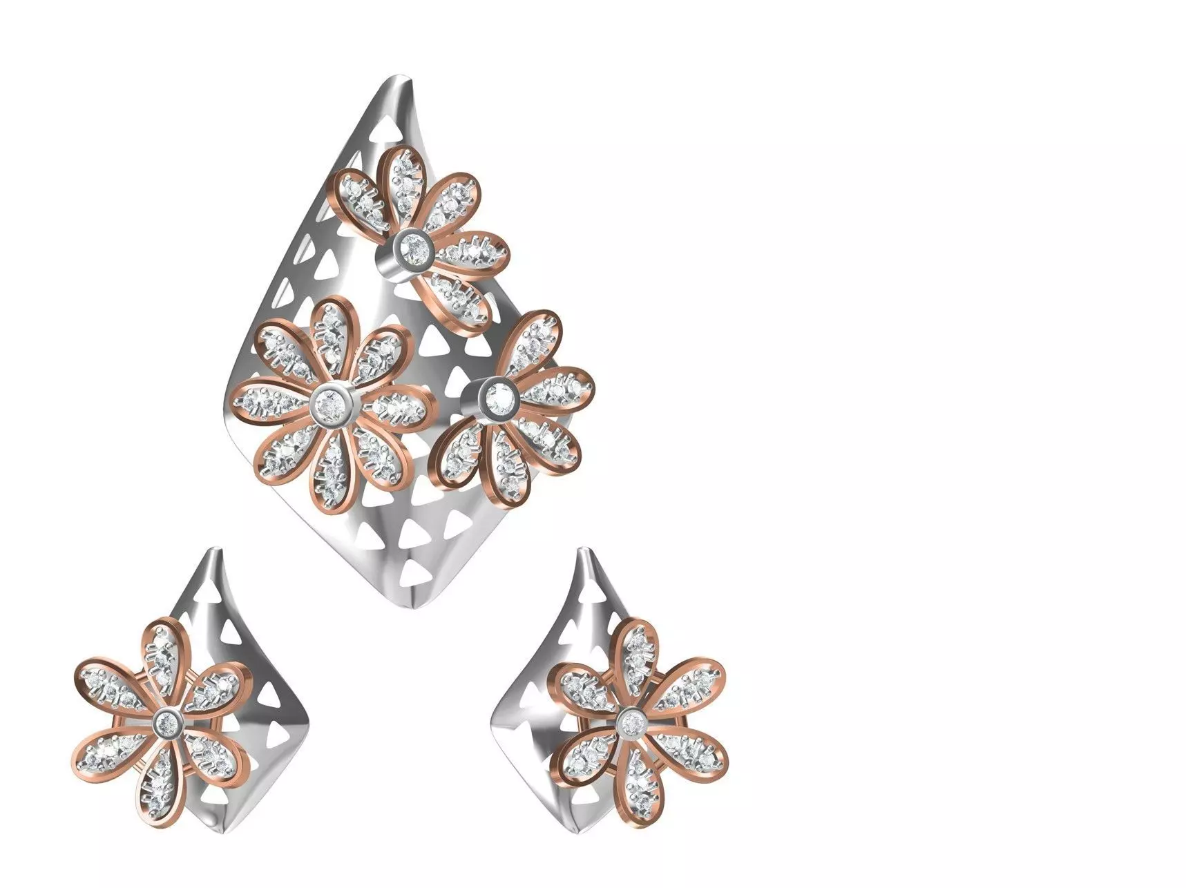 Women Earring Pendant Set STL JCD Details 3D print model_0