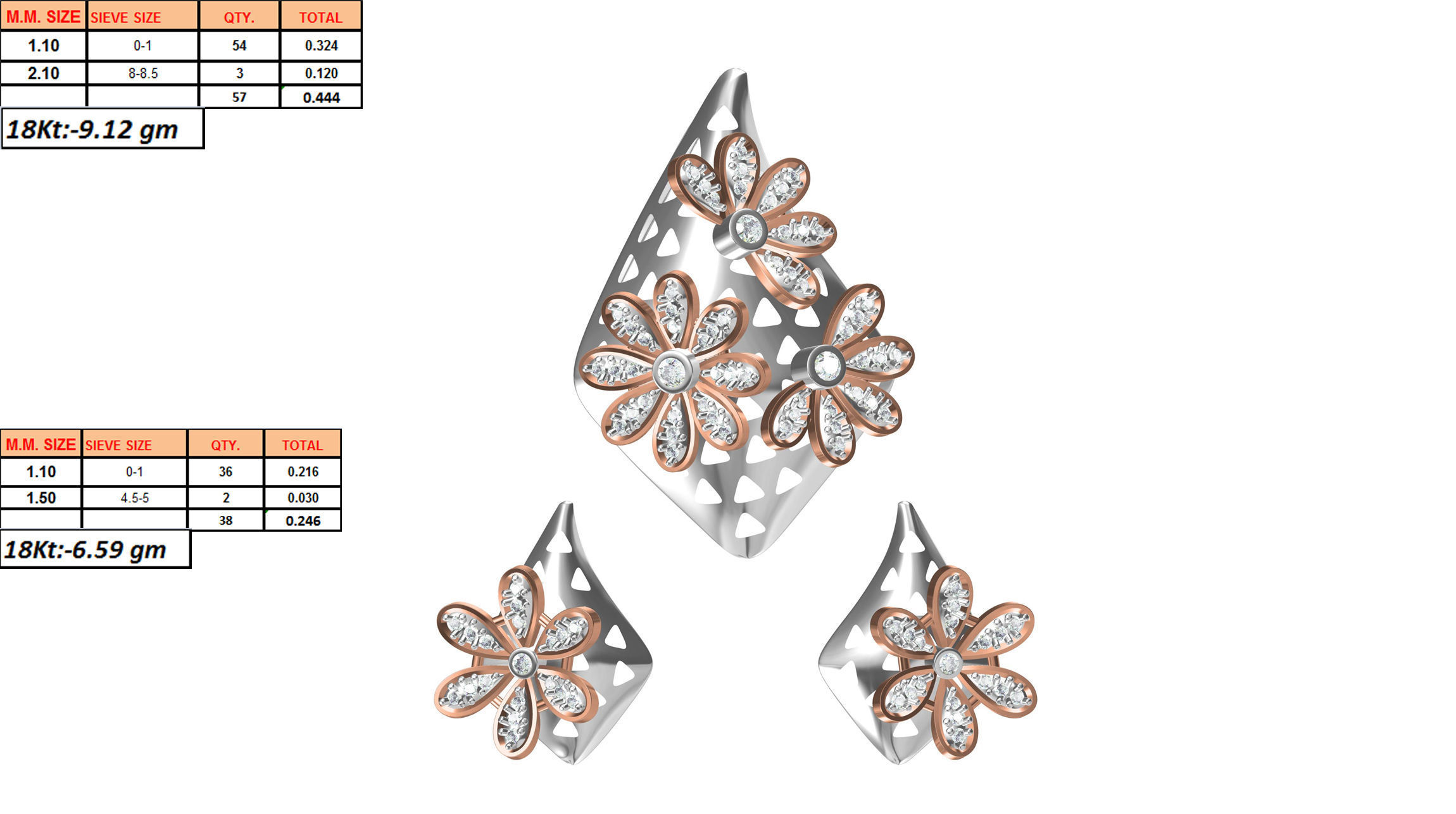 Women Earring Pendant Set STL JCD Details 3D print model_1