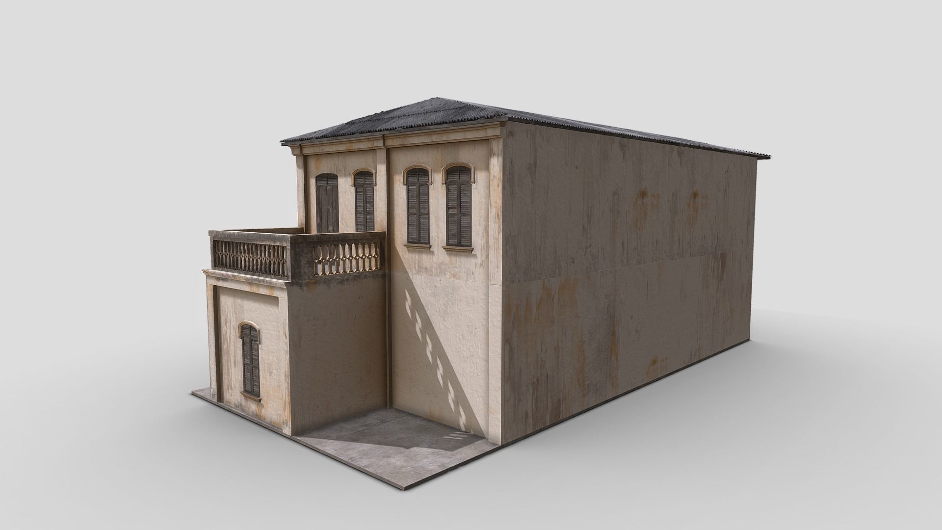 Colonial Building Low-poly 3D model_8