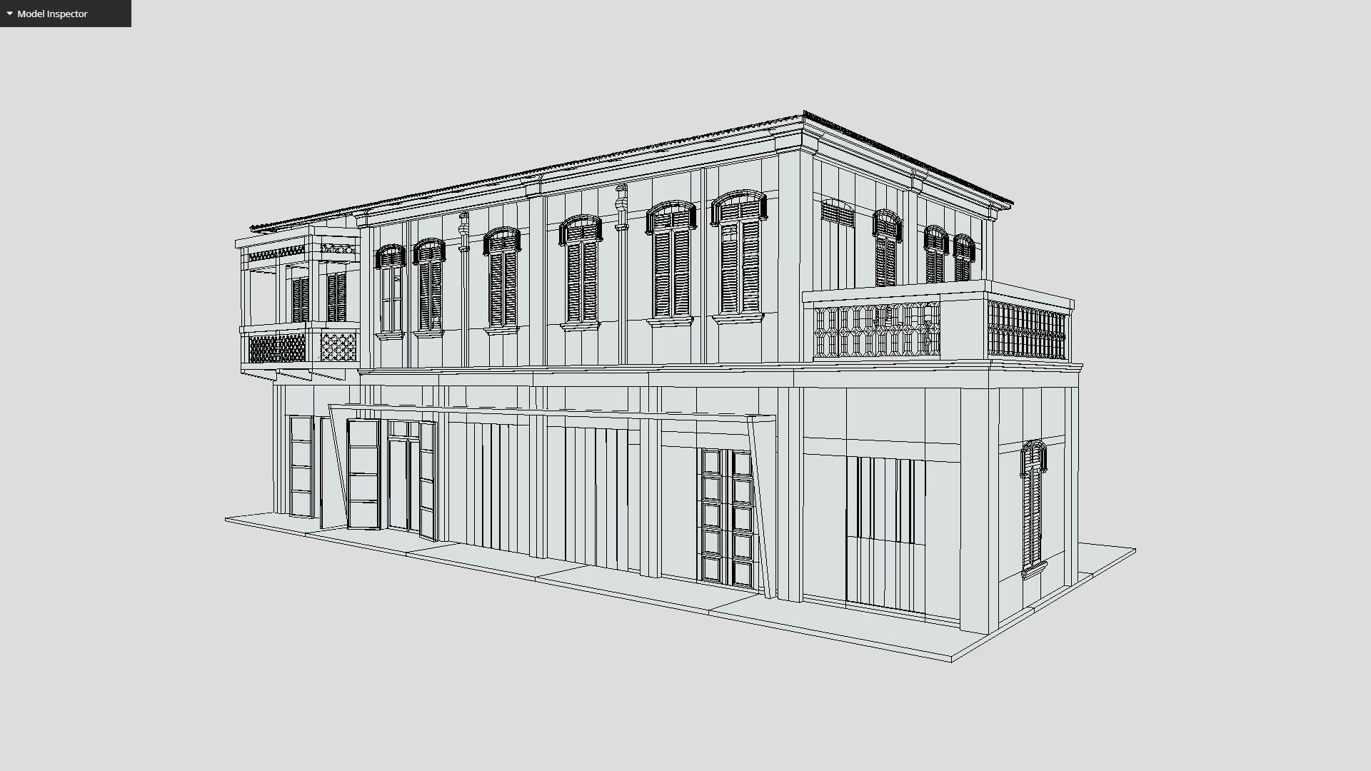 Colonial Building Low-poly 3D model_1