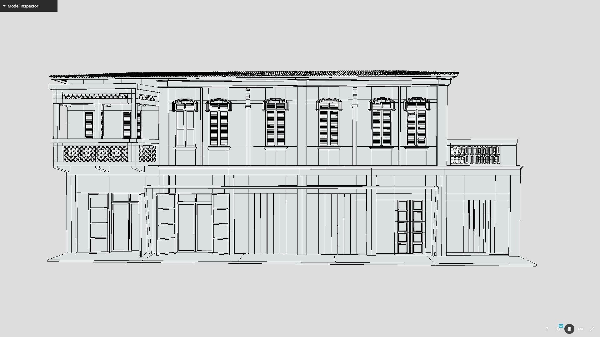 Colonial Building Low-poly 3D model_3