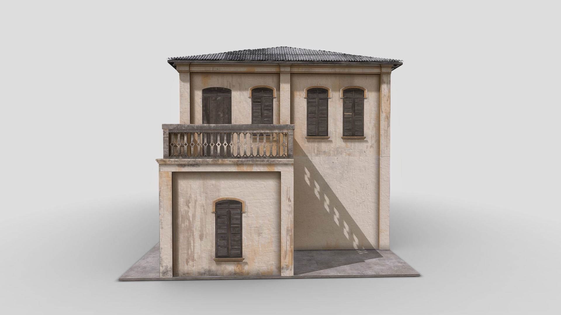Colonial Building Low-poly 3D model_4