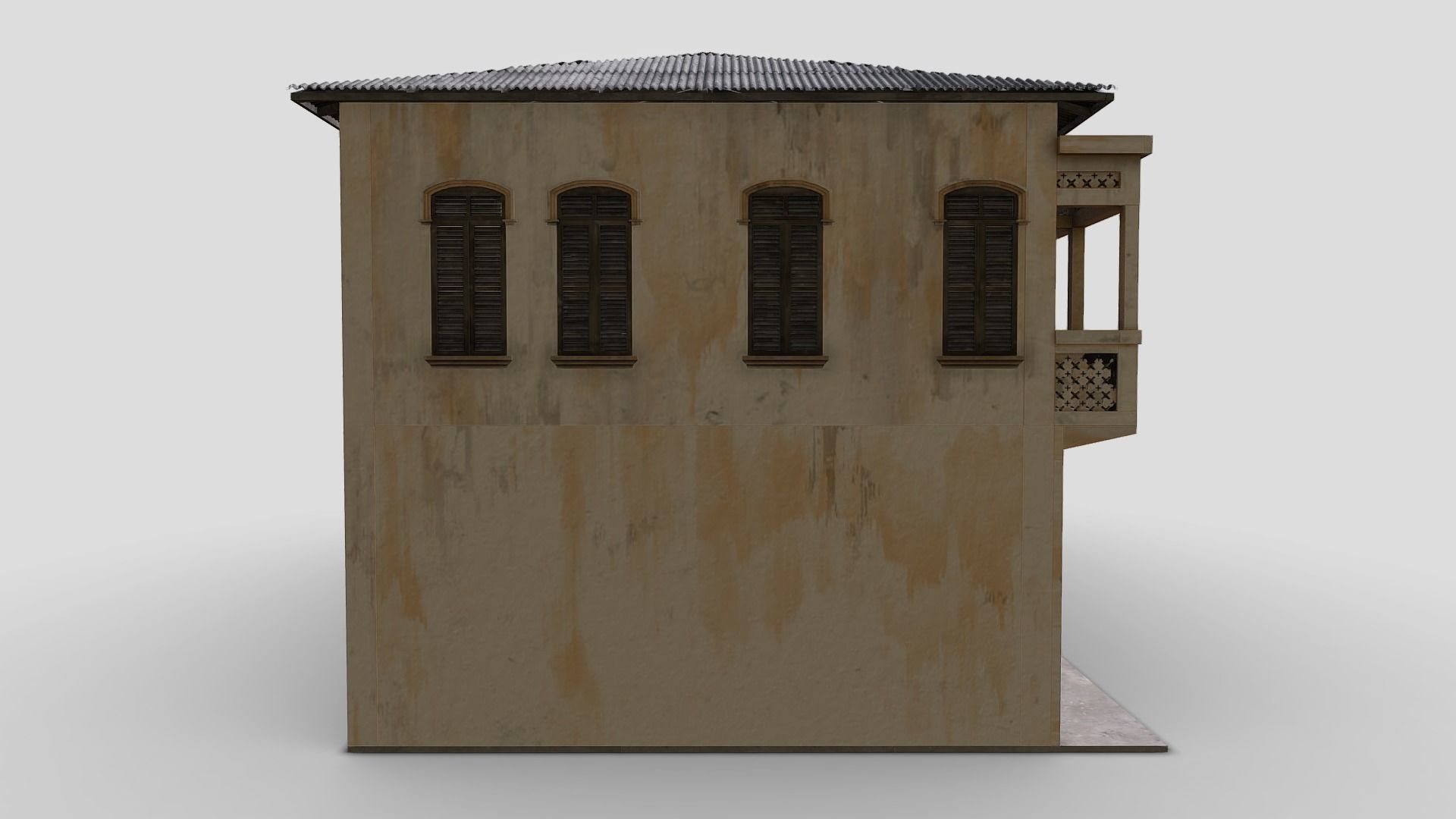 Colonial Building Low-poly 3D model_6