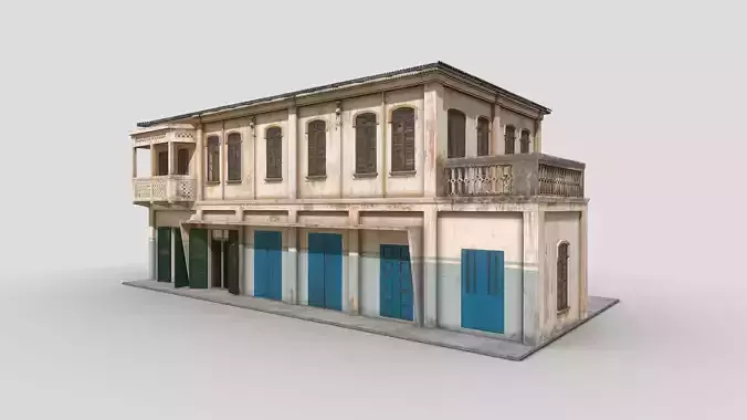 Colonial Building Low-poly 3D model