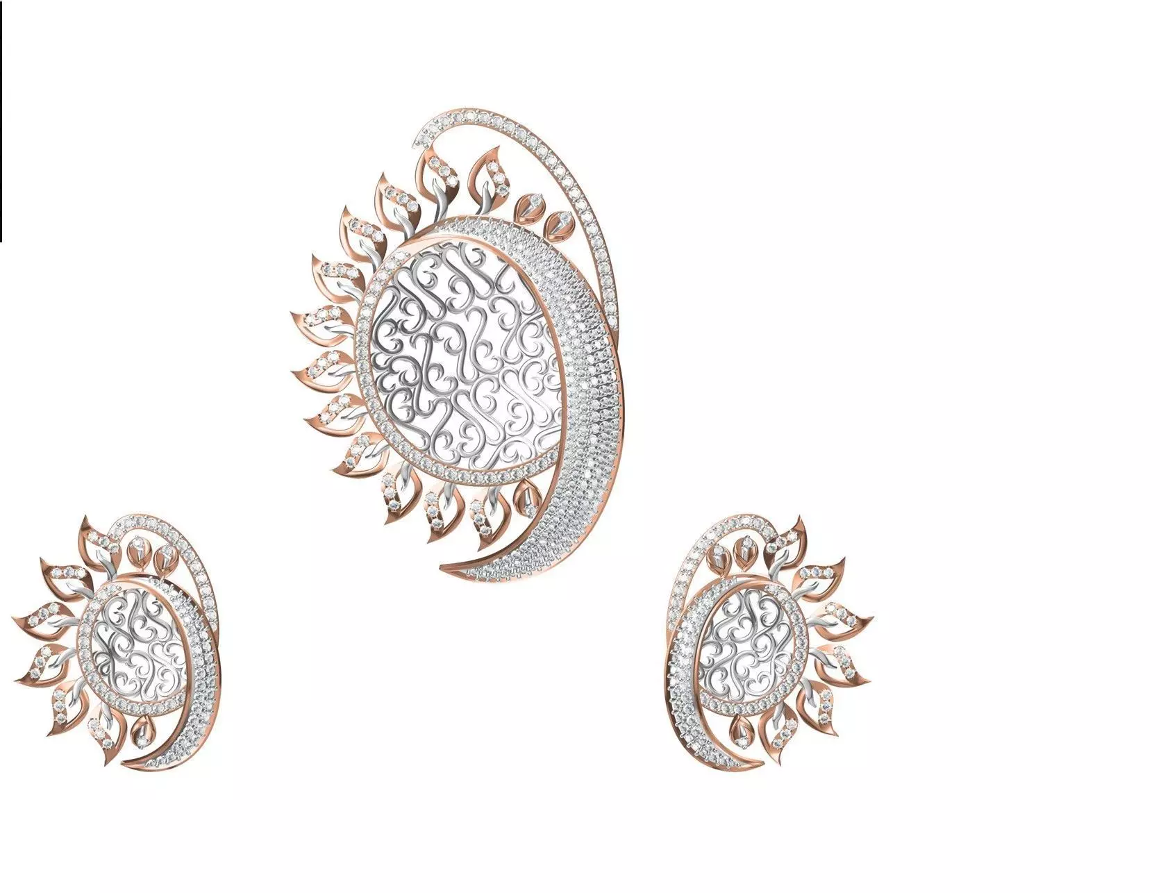 Women Earring Pendant Set STL JCD Details 3D print model_0