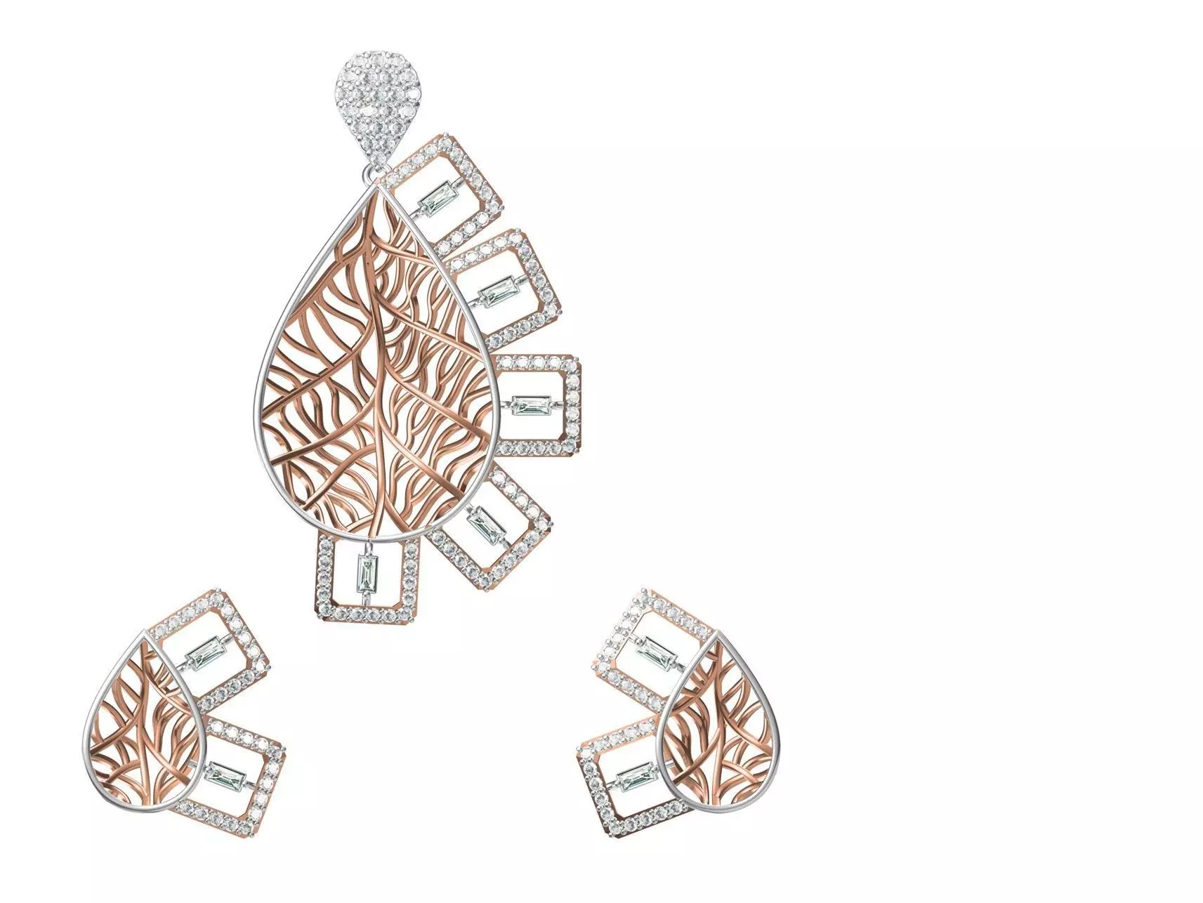 Women Earring Pendant Set STL JCD Details 3D print model_0