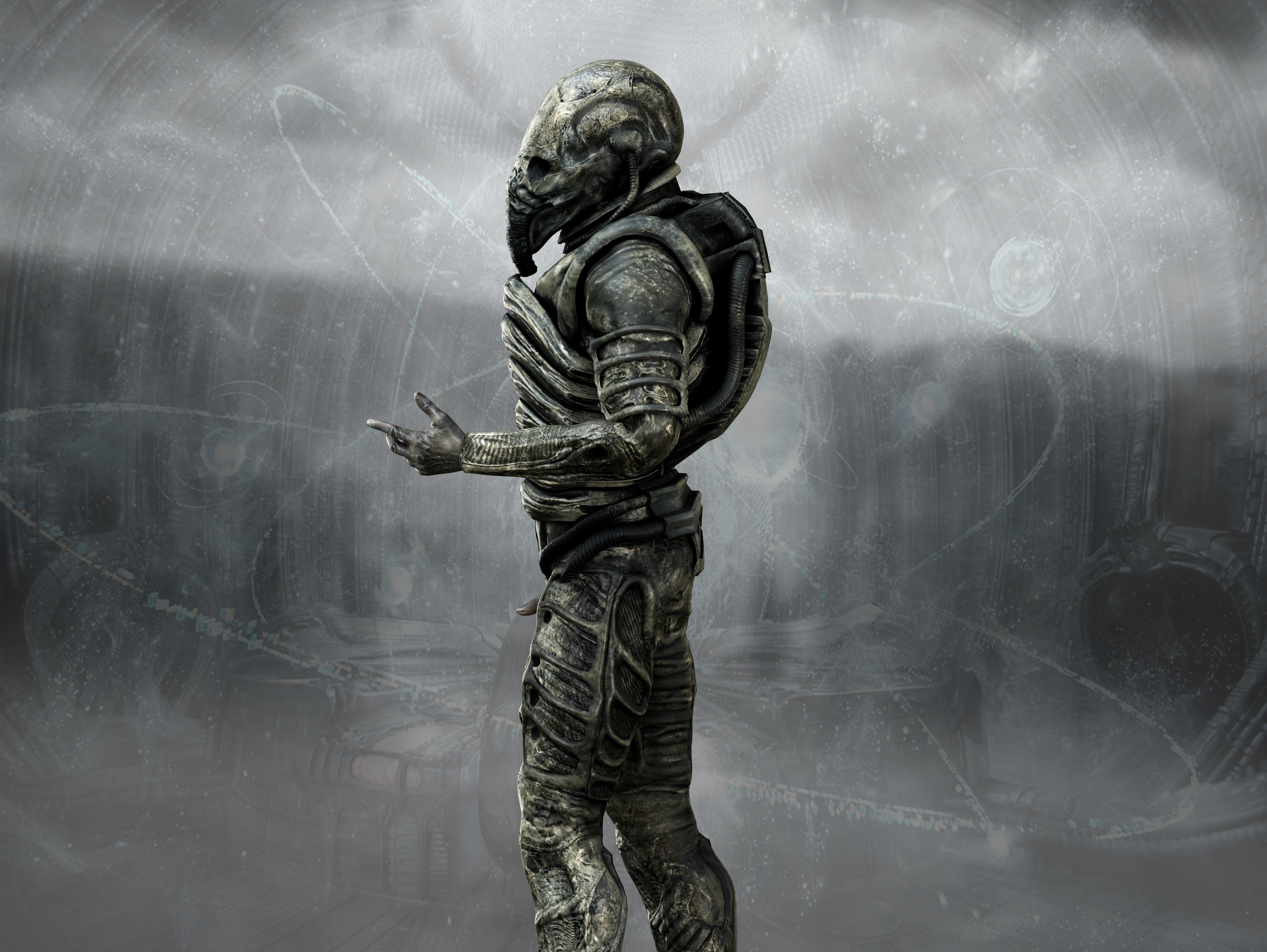 Prometheus Space Jockey Low-poly 3D model_7