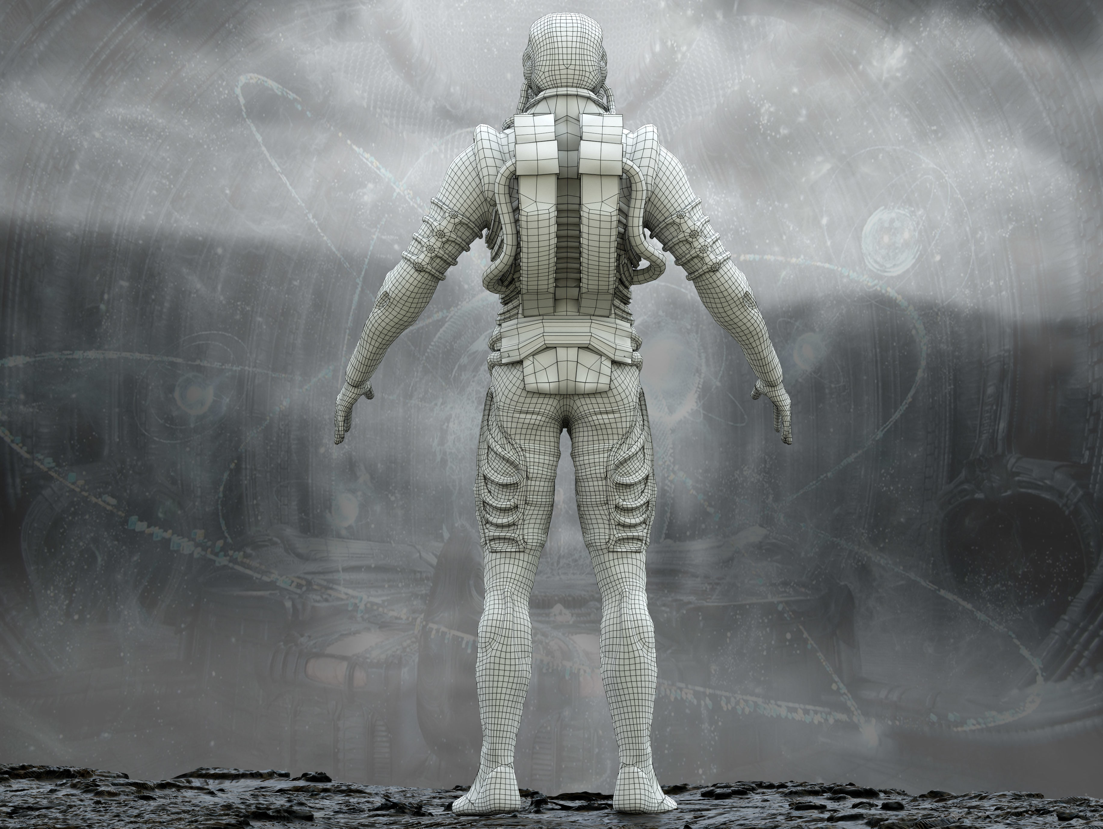 Prometheus Space Jockey Low-poly 3D model_11
