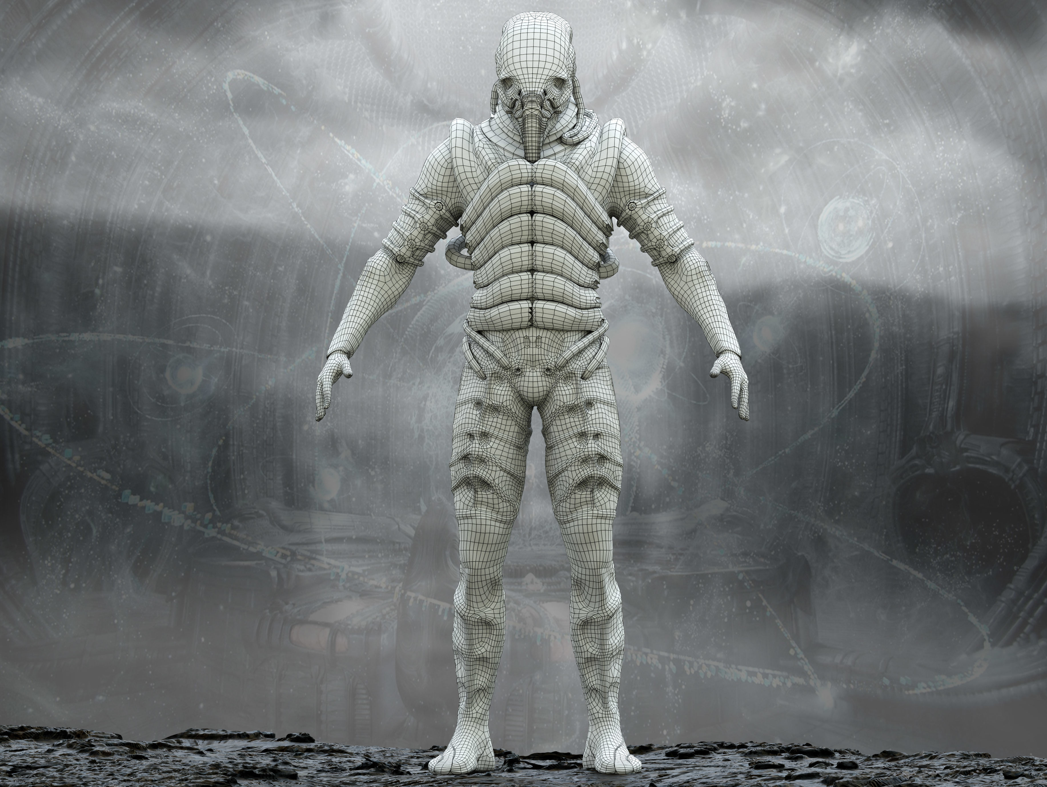 Prometheus Space Jockey Low-poly 3D model_10