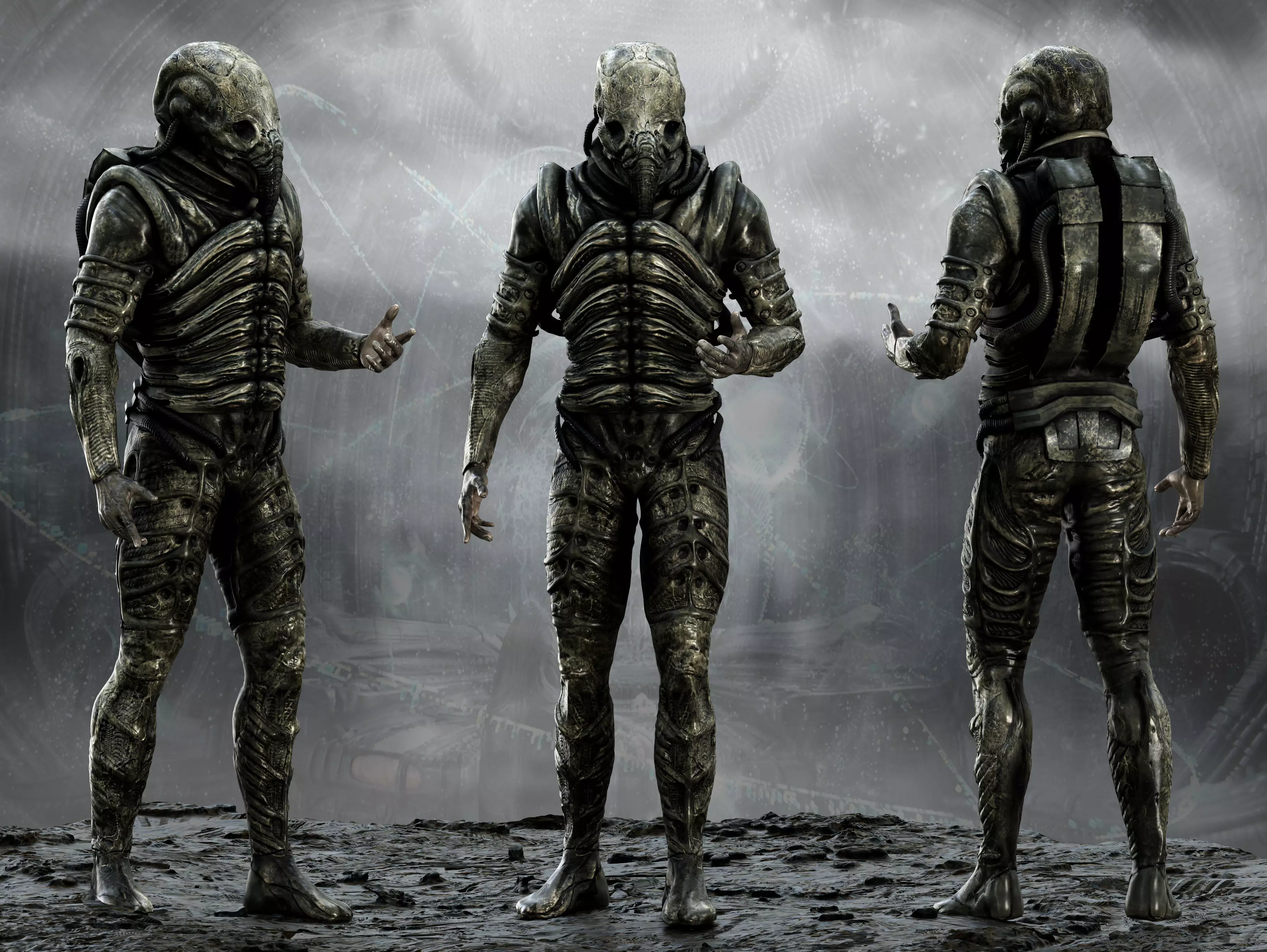 Prometheus Space Jockey Low-poly 3D model_0