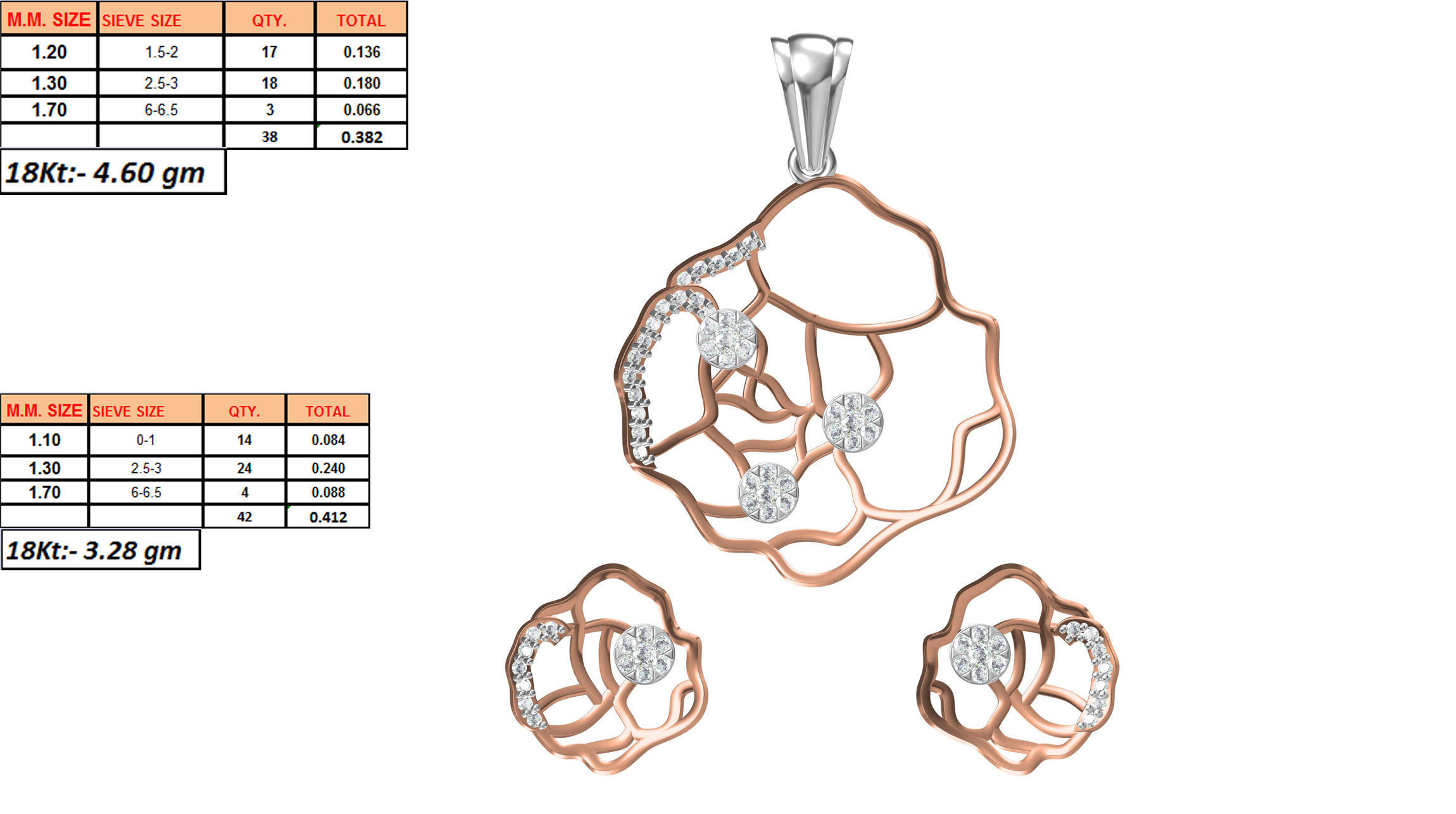 Women Earring Pendant Set STL JCD Details 3D print model_1