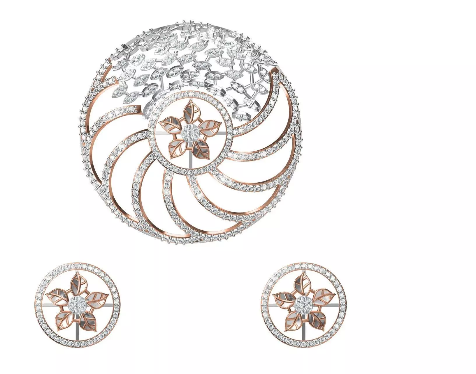 Women Earring Pendant Set STL JCD Details 3D print model_0