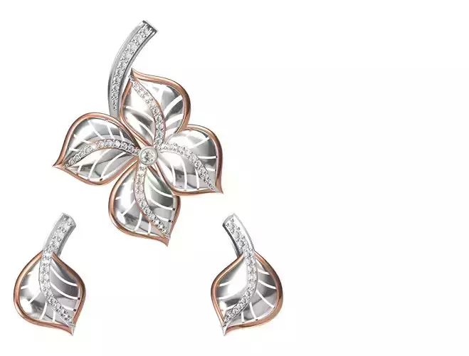 Women Earring Pendant Set STL JCD Details 3D print model