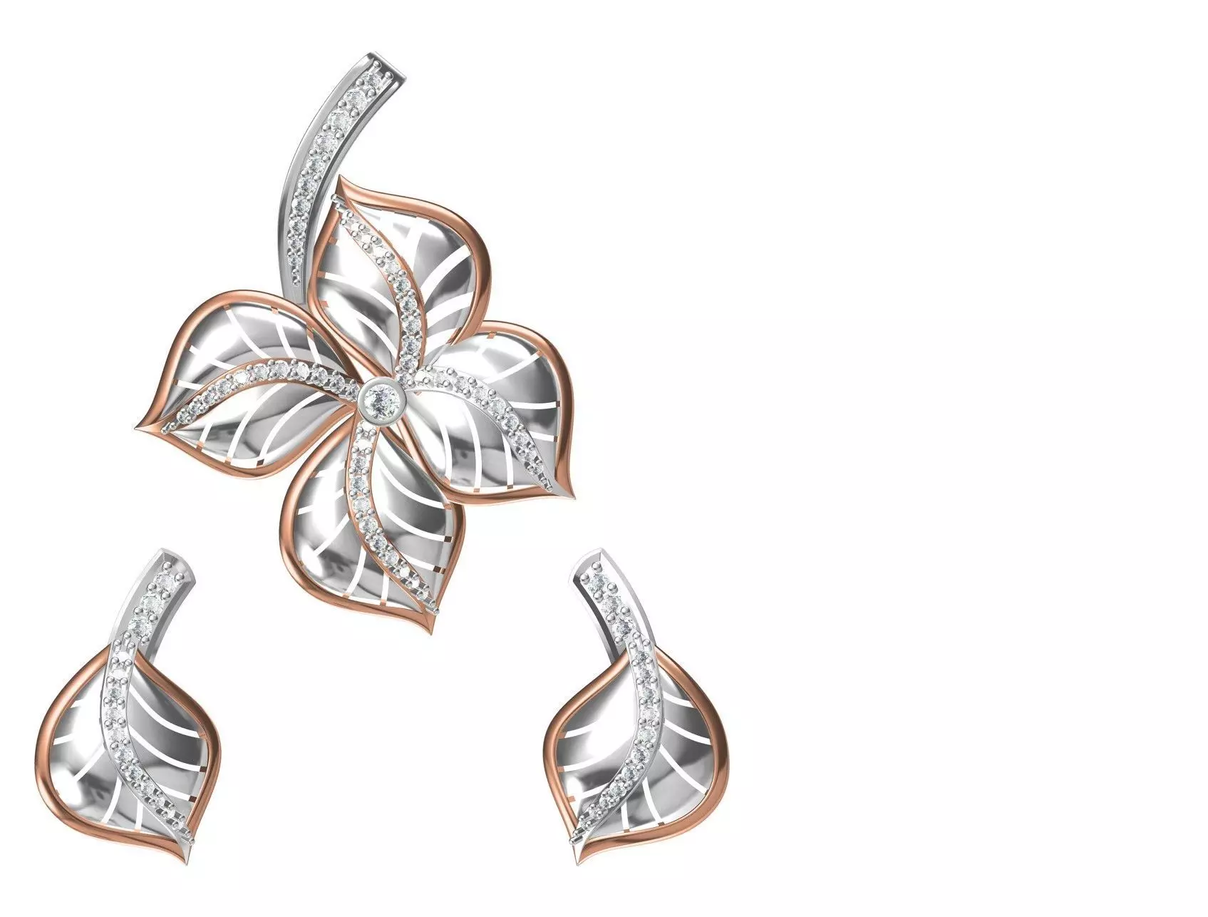 Women Earring Pendant Set STL JCD Details 3D print model_0