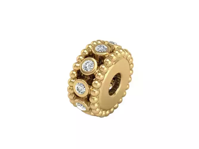 silver charm with gems