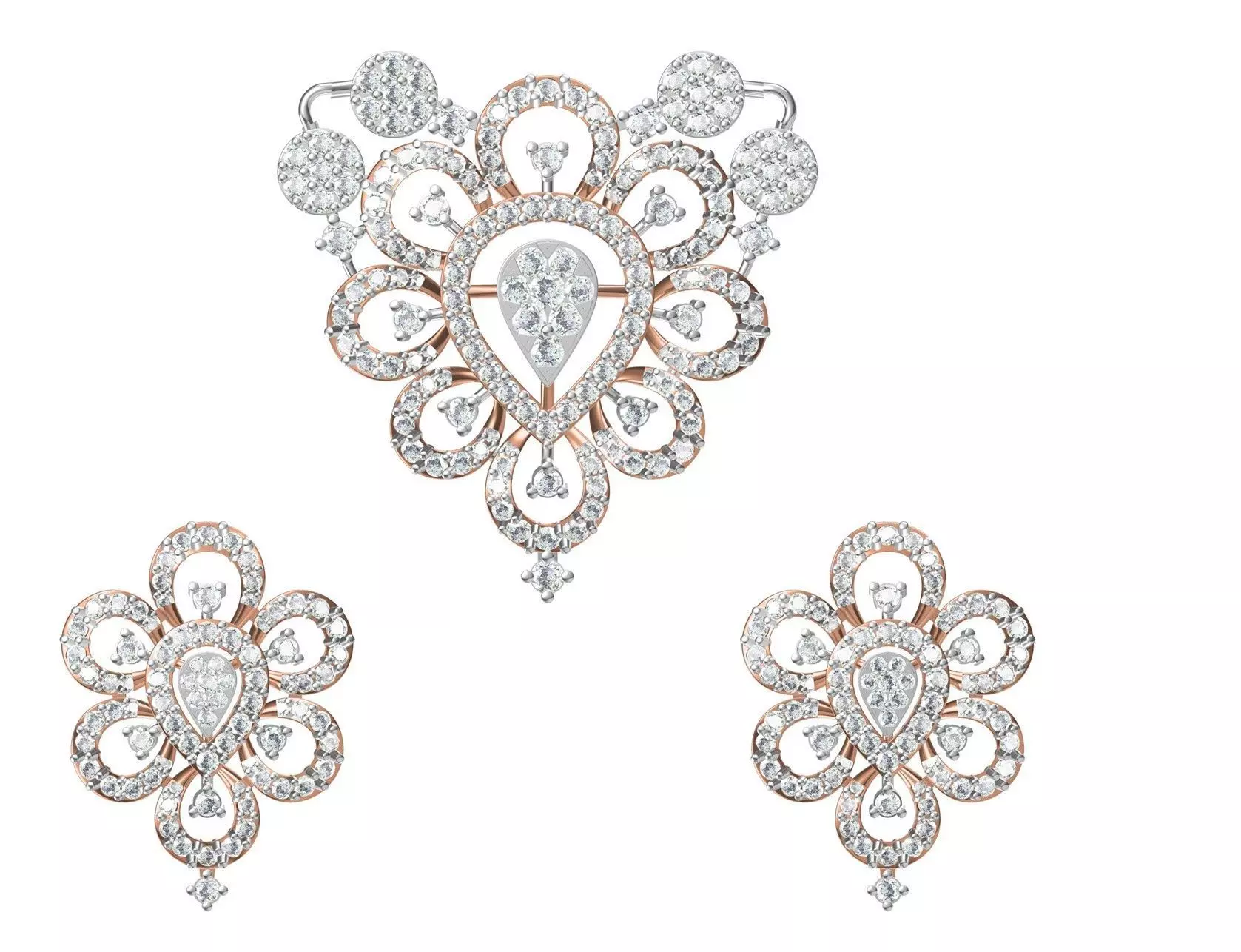 Women Earring Pendant Set STL JCD Details 3D print model_0