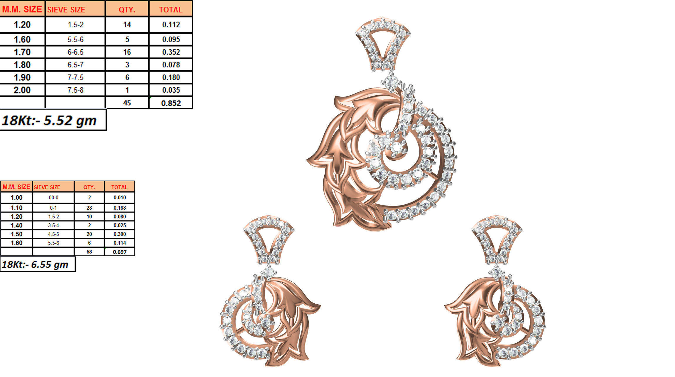 Women Earring Pendant Set STL JCD Details 3D print model_1