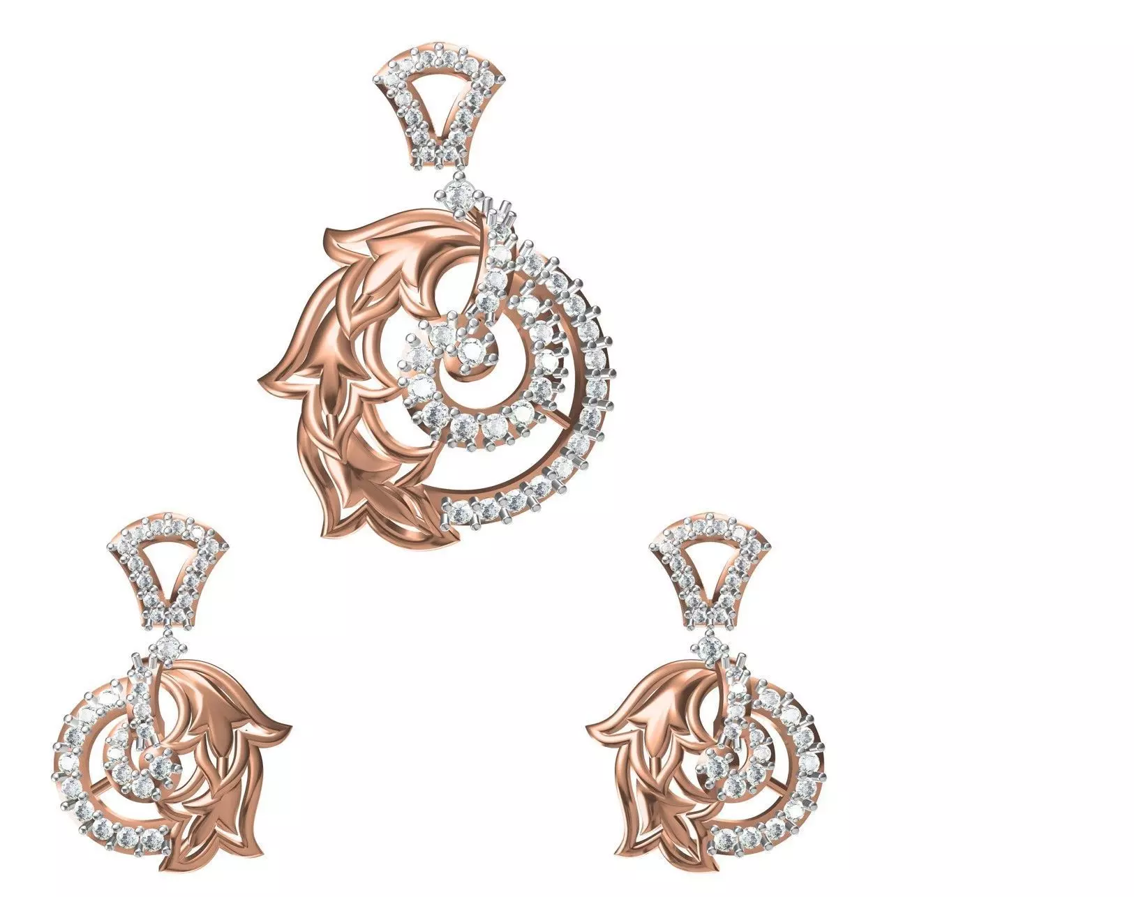 Women Earring Pendant Set STL JCD Details 3D print model_0