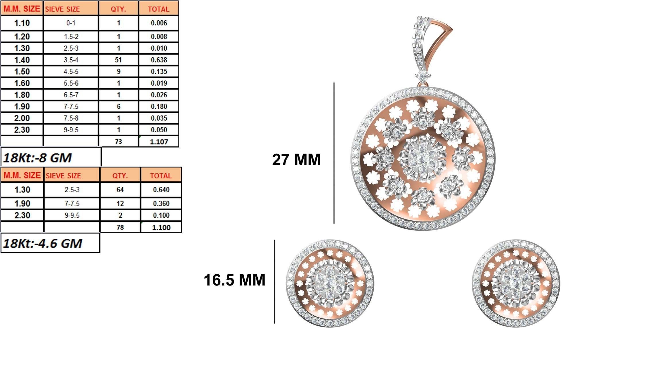 Women Earring Pendant Set STL JCD Details 3D print model_1