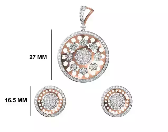 Women Earring Pendant Set STL JCD Details 3D print model