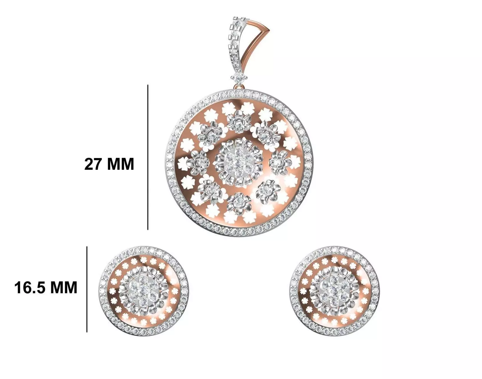 Women Earring Pendant Set STL JCD Details 3D print model_0