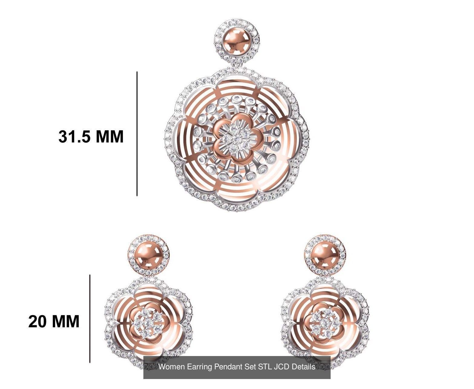 58 Women Earring Pendant Set STL JCD Details Collection _72