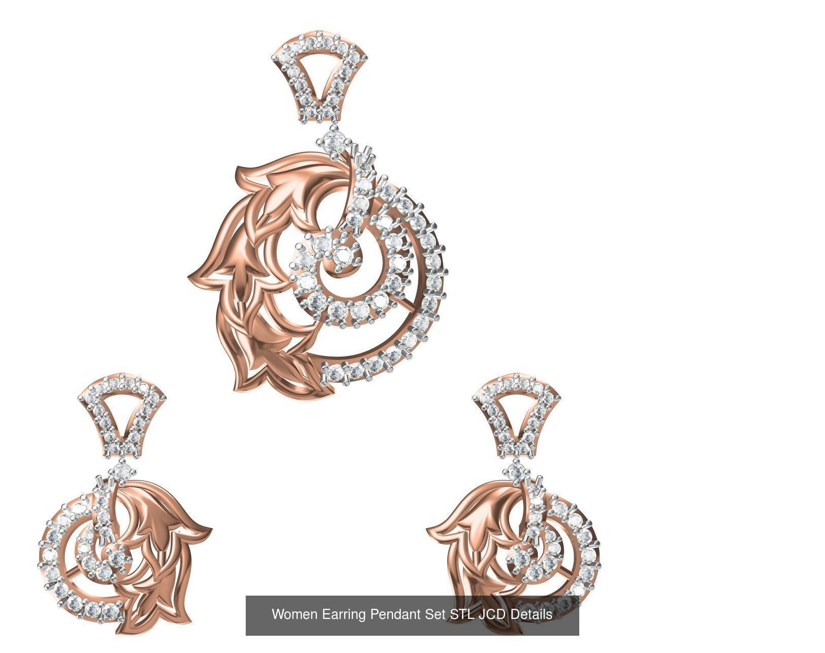 58 Women Earring Pendant Set STL JCD Details Collection _92