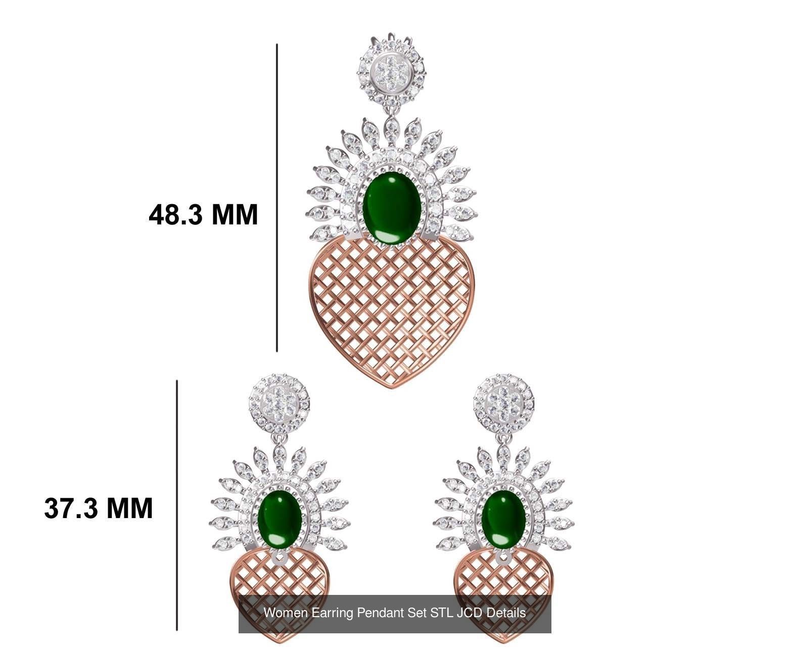 58 Women Earring Pendant Set STL JCD Details Collection _64