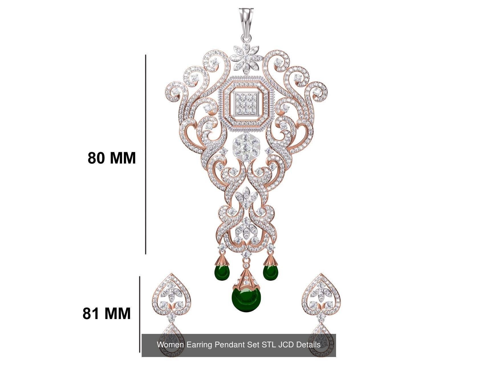 58 Women Earring Pendant Set STL JCD Details Collection _51
