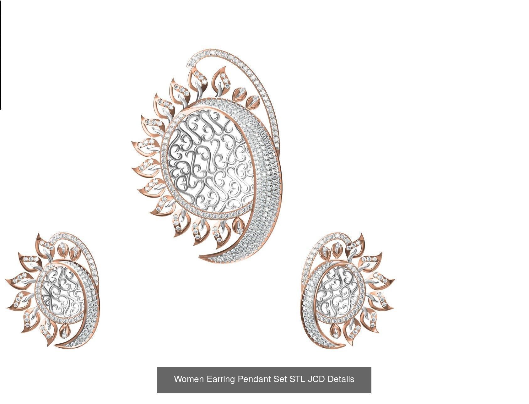 58 Women Earring Pendant Set STL JCD Details Collection _86
