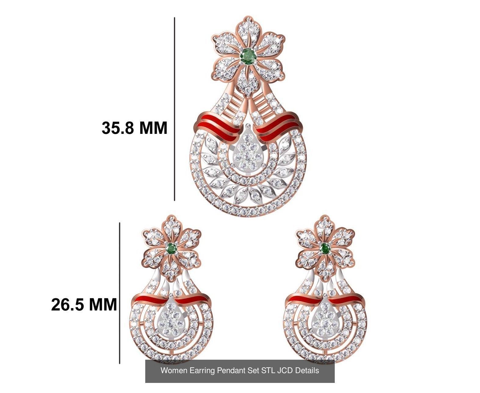 58 Women Earring Pendant Set STL JCD Details Collection _54