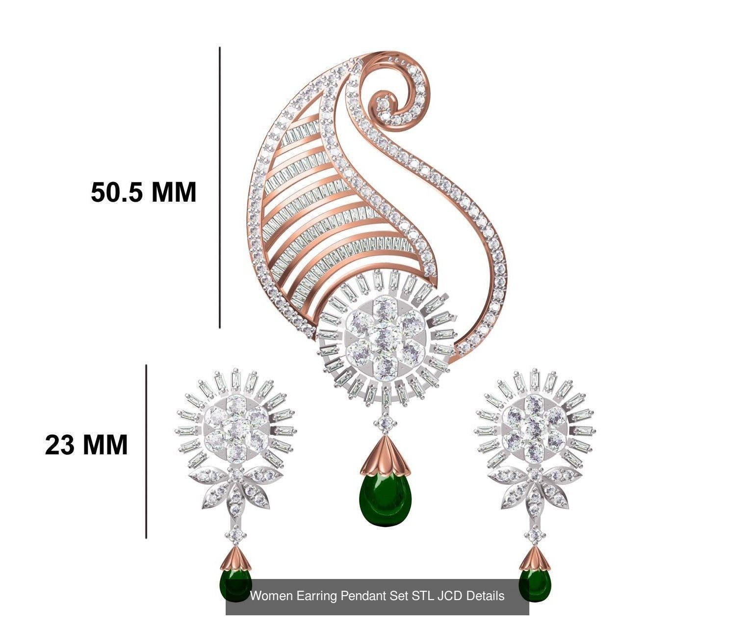 58 Women Earring Pendant Set STL JCD Details Collection _46