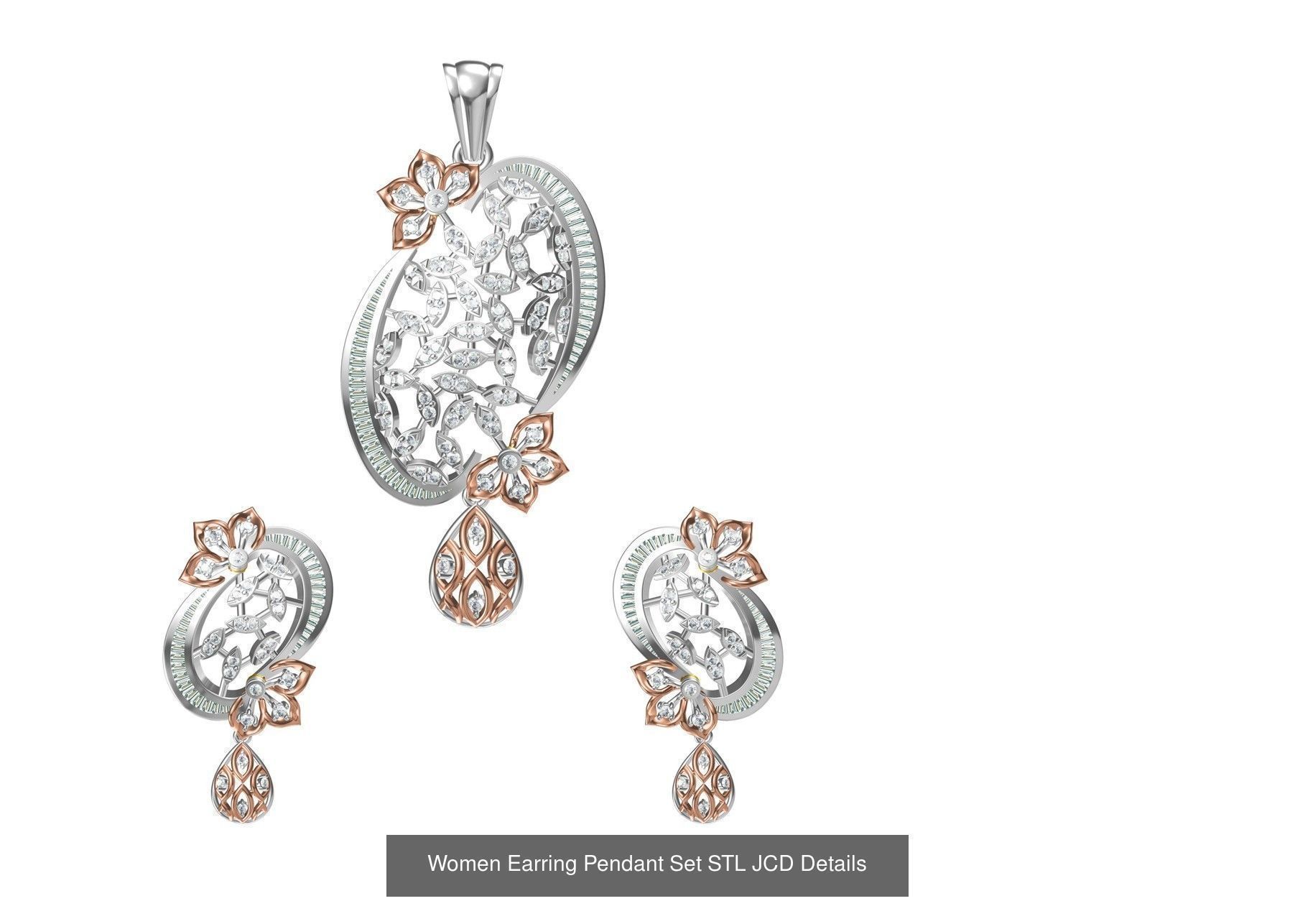 58 Women Earring Pendant Set STL JCD Details Collection _76