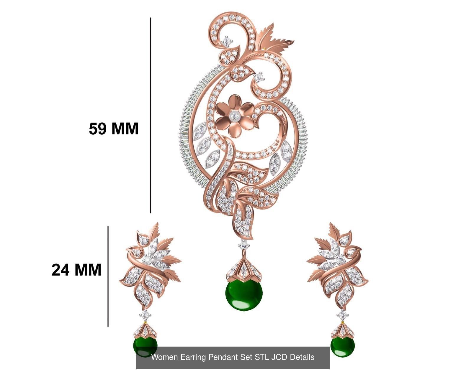 58 Women Earring Pendant Set STL JCD Details Collection _43