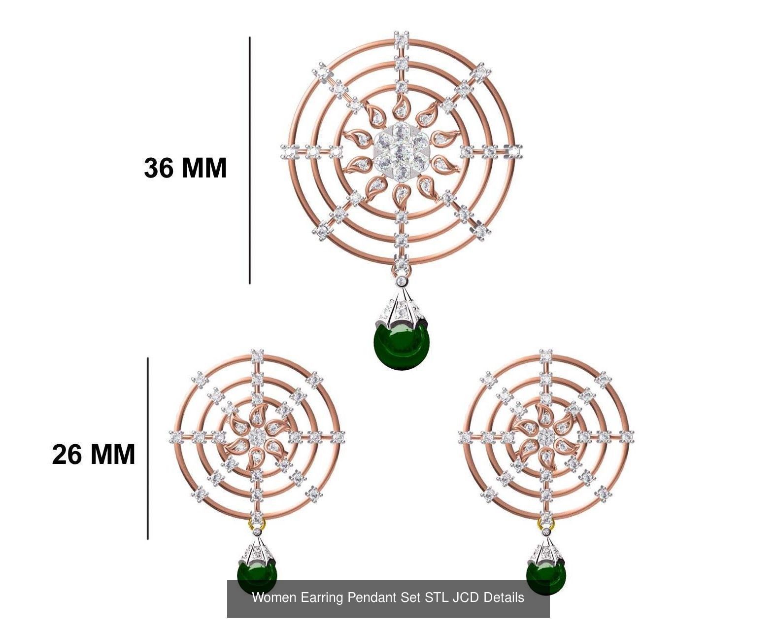 58 Women Earring Pendant Set STL JCD Details Collection _61