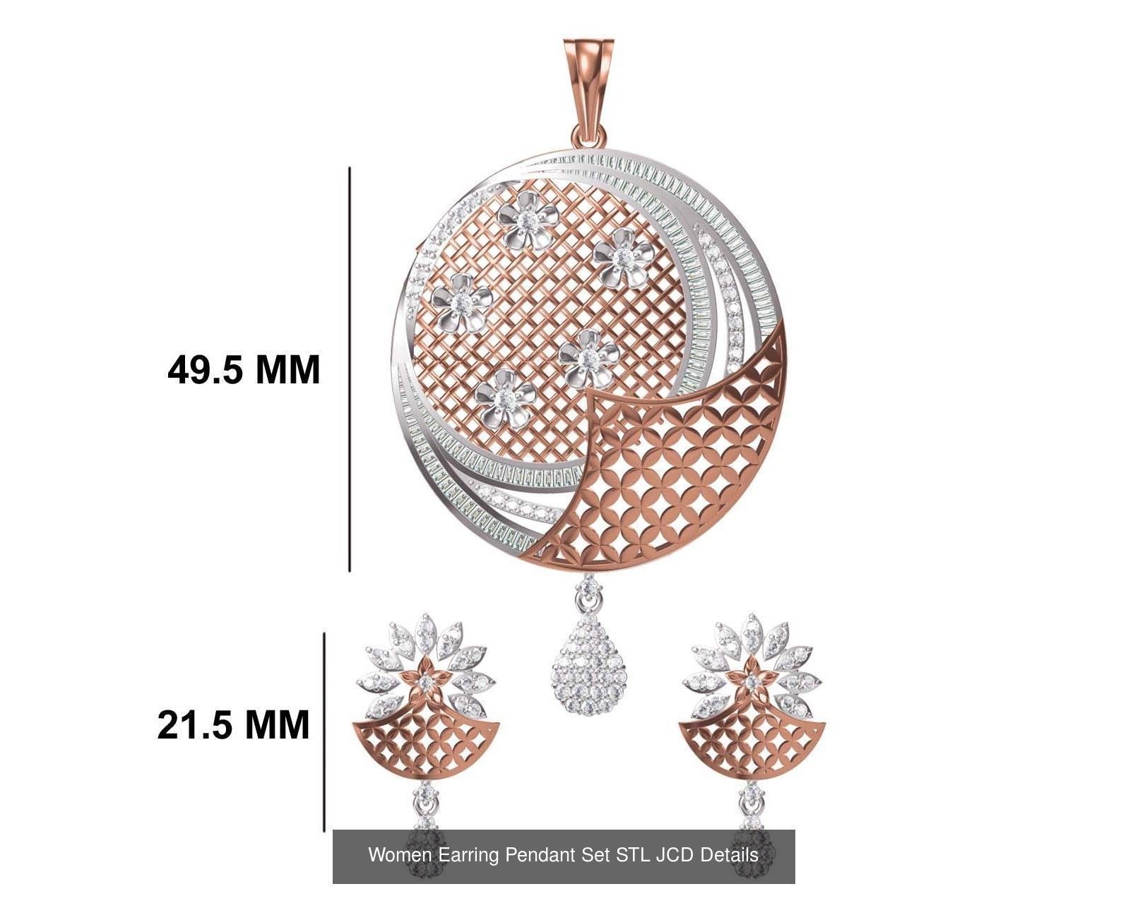 58 Women Earring Pendant Set STL JCD Details Collection _49