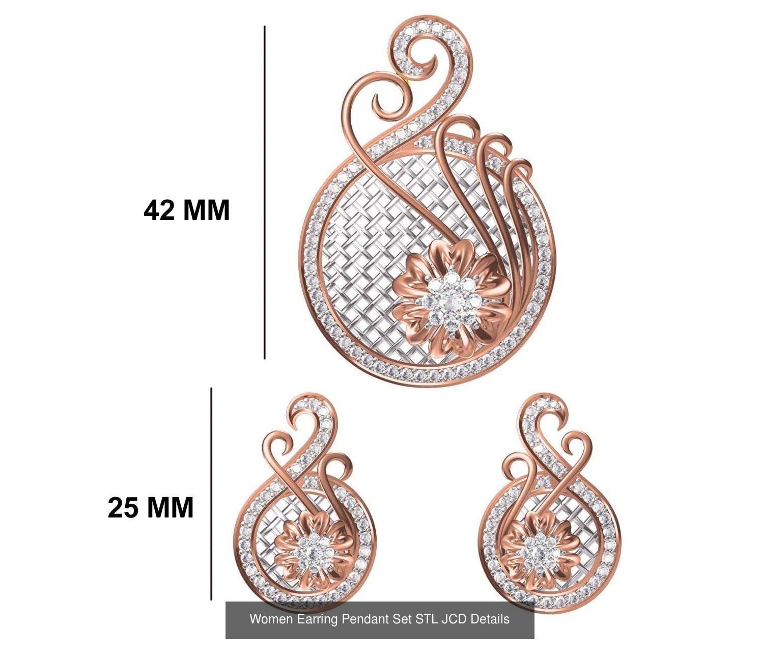 58 Women Earring Pendant Set STL JCD Details Collection _62
