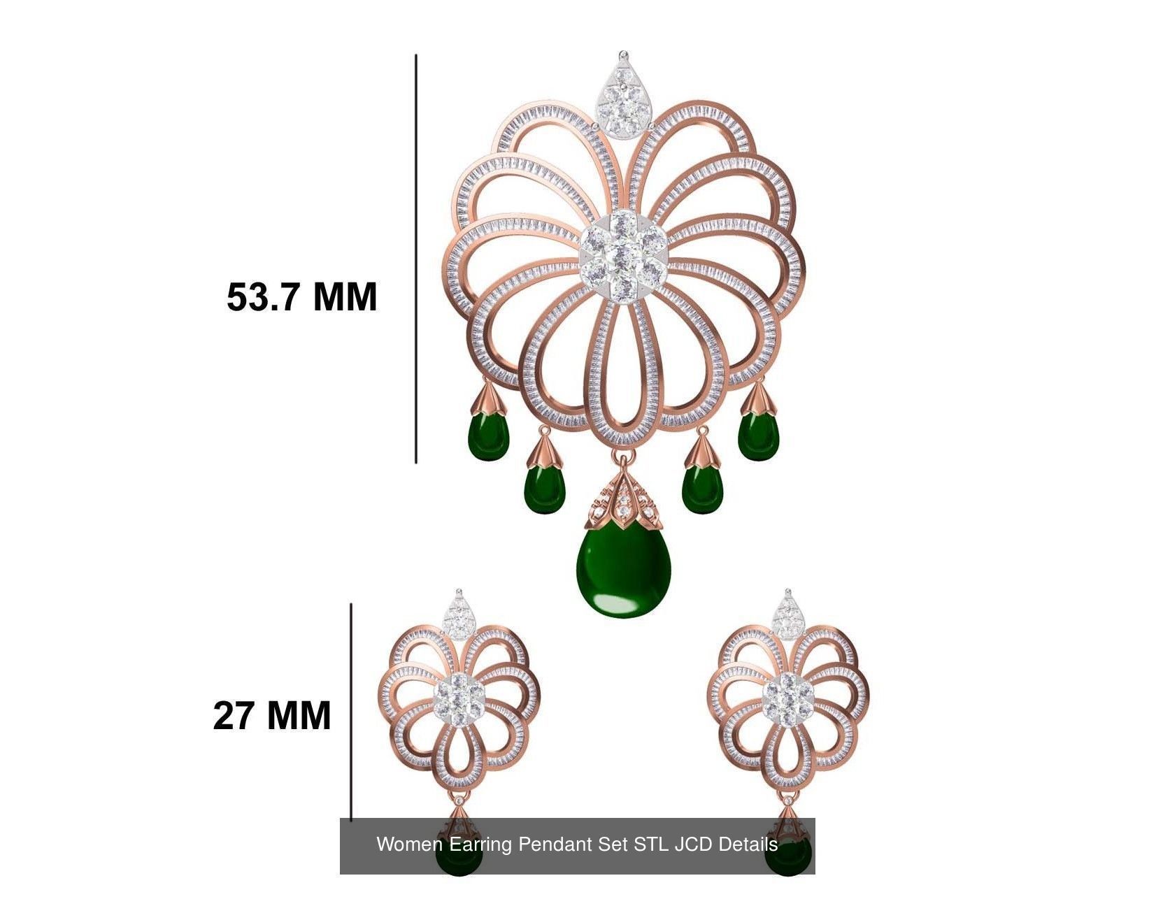 58 Women Earring Pendant Set STL JCD Details Collection _50