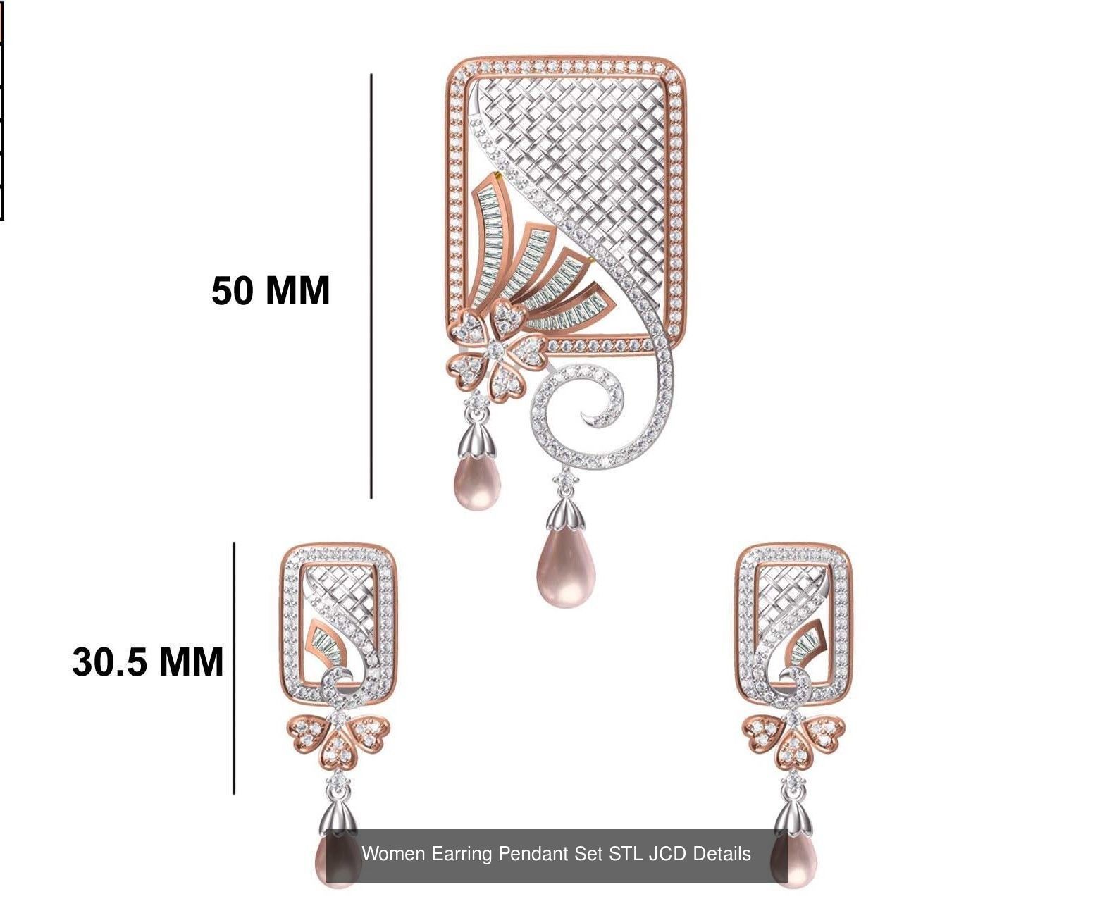 58 Women Earring Pendant Set STL JCD Details Collection _42