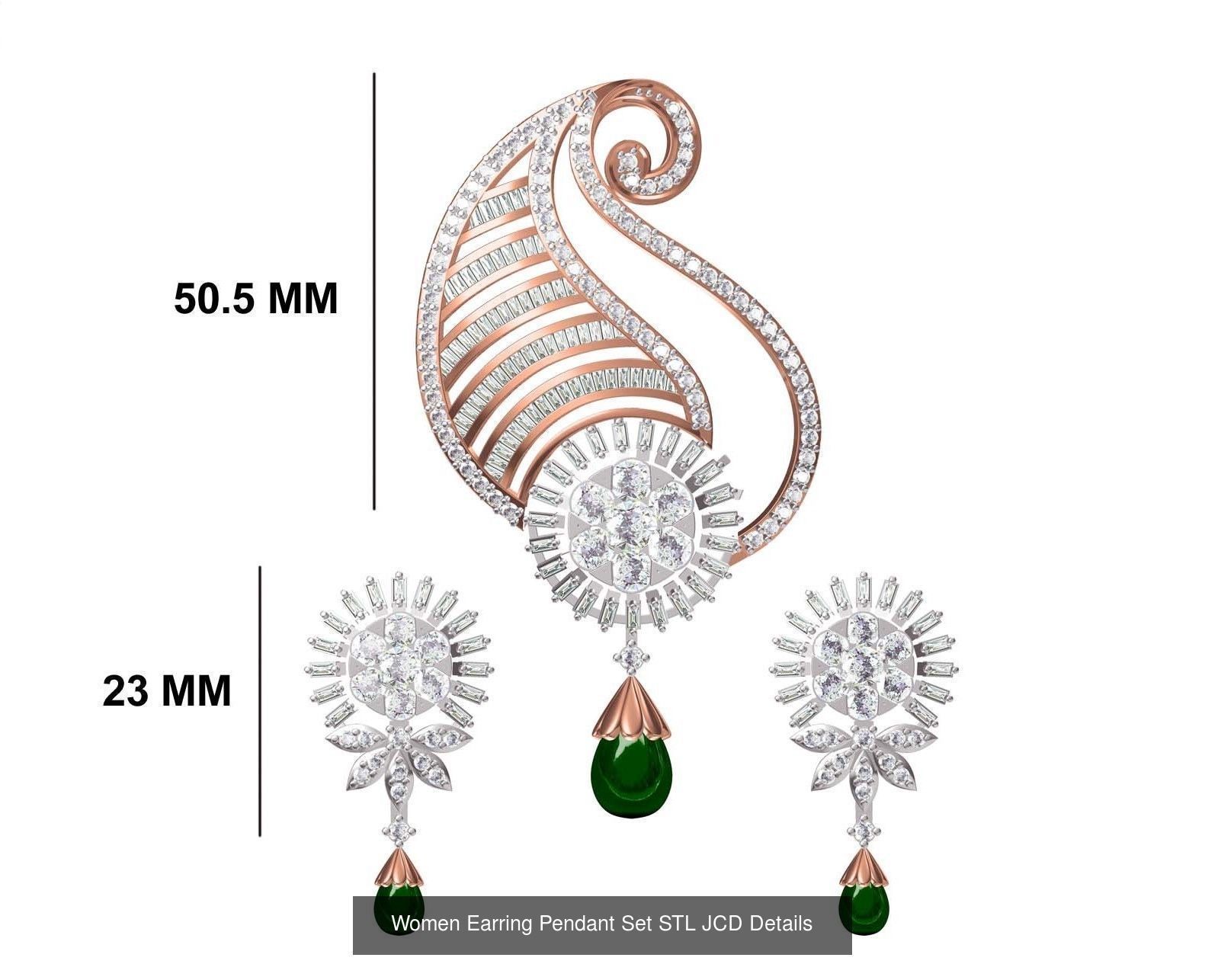 58 Women Earring Pendant Set STL JCD Details Collection _47