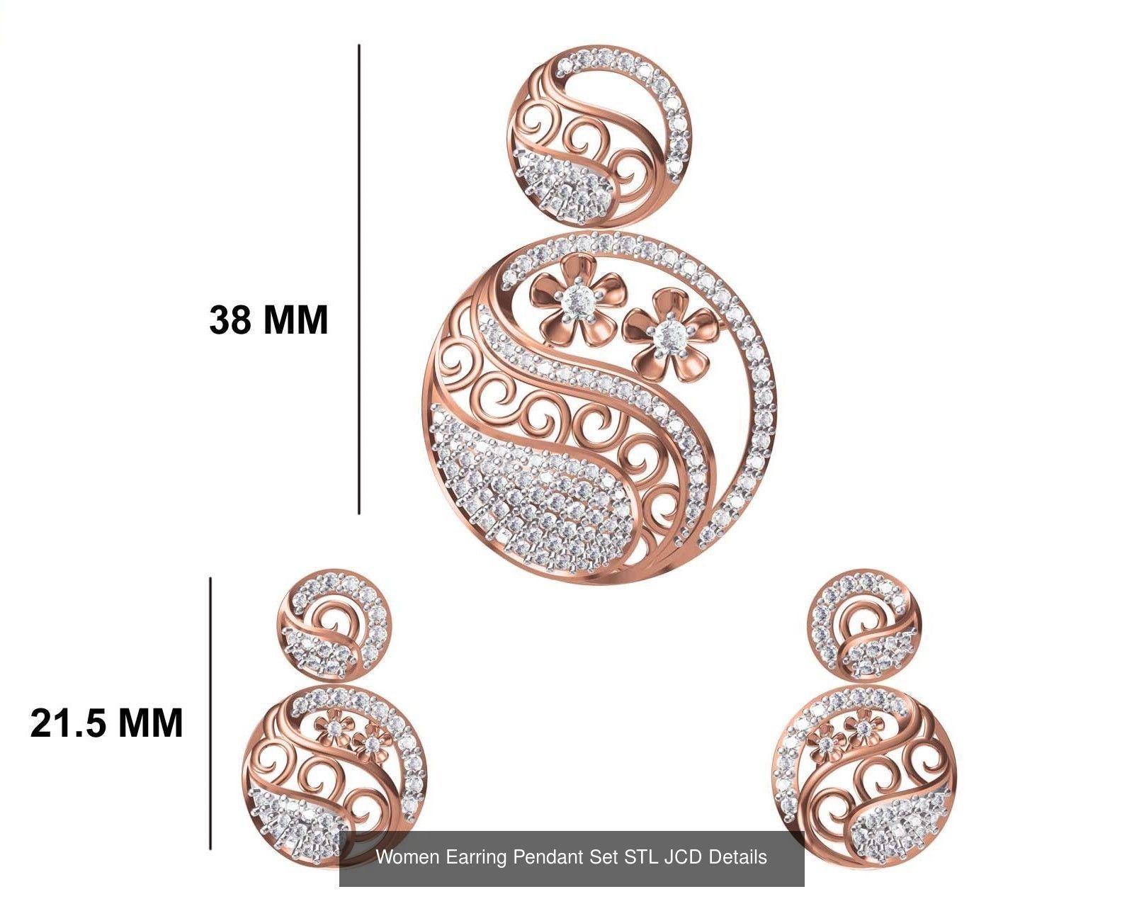 58 Women Earring Pendant Set STL JCD Details Collection _37