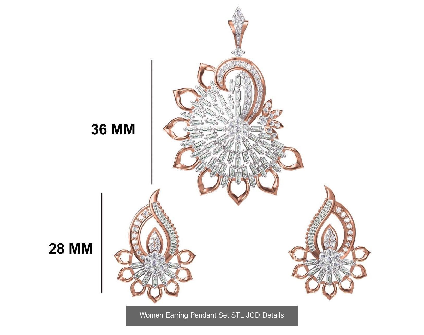 58 Women Earring Pendant Set STL JCD Details Collection _44