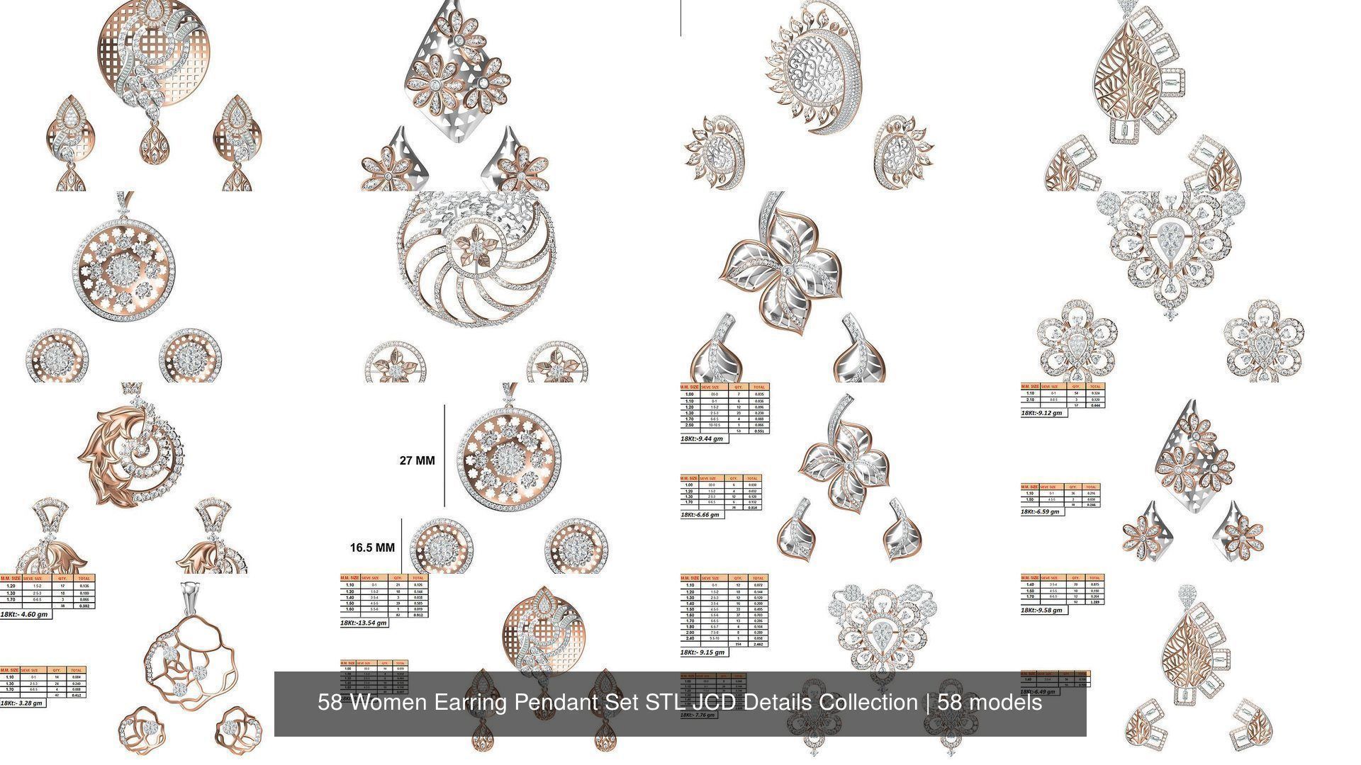 58 Women Earring Pendant Set STL JCD Details Collection _35