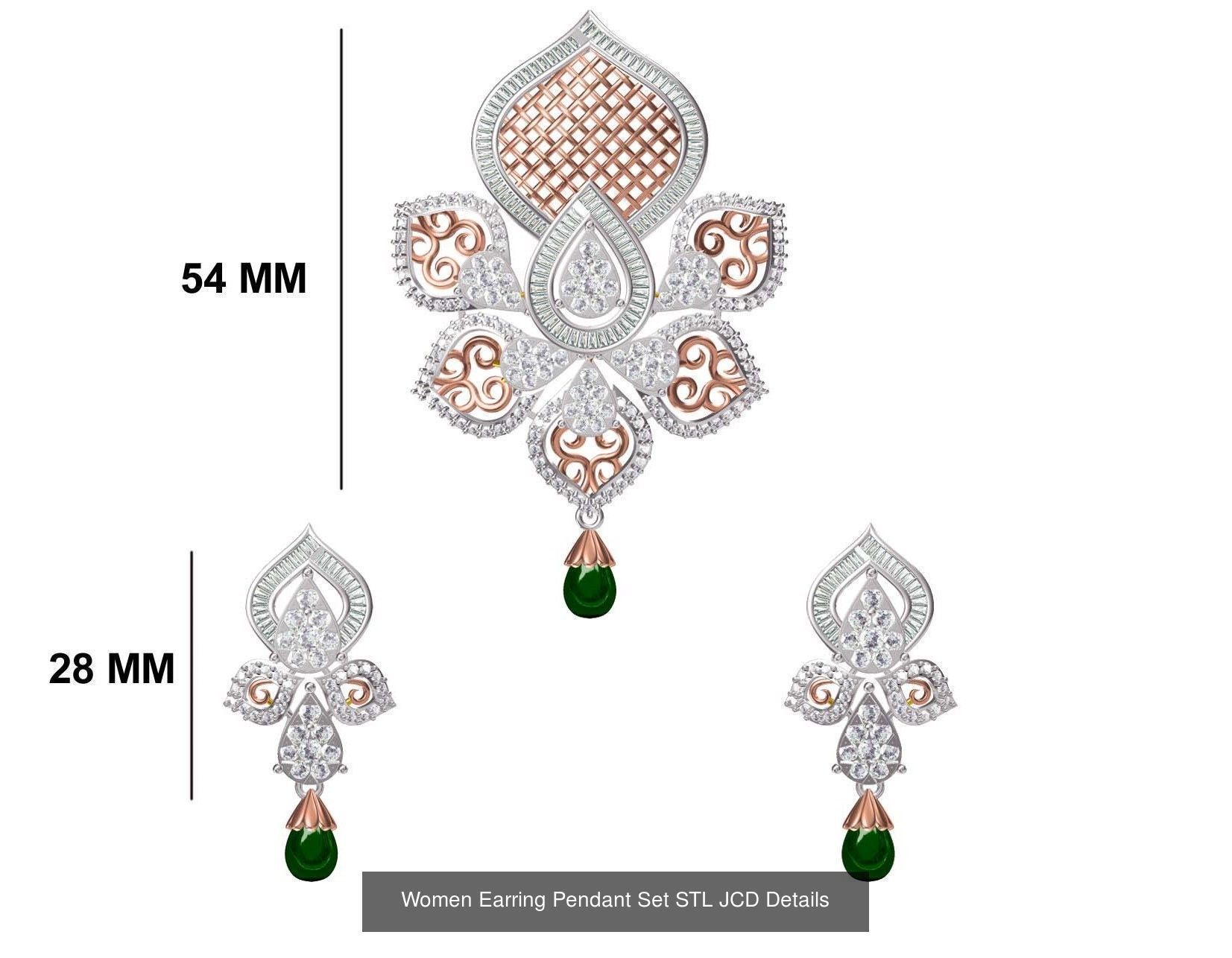 58 Women Earring Pendant Set STL JCD Details Collection _36