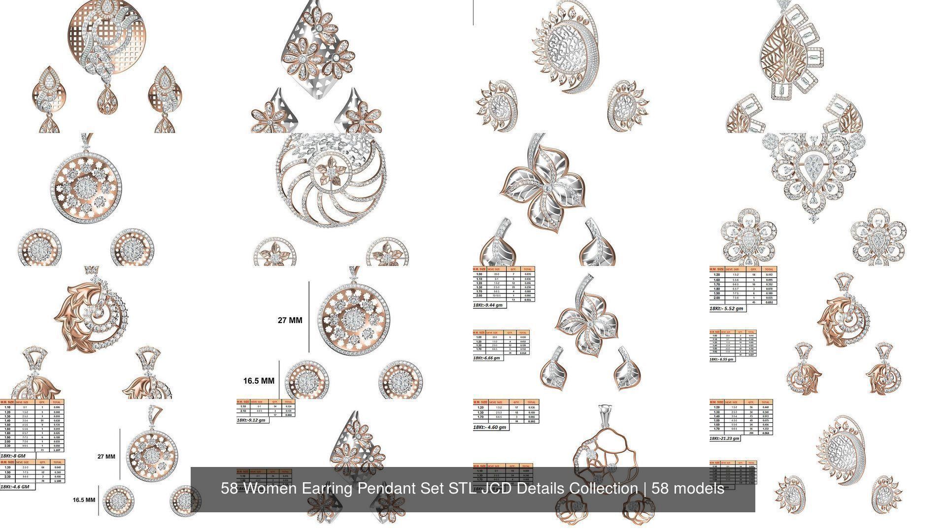 58 Women Earring Pendant Set STL JCD Details Collection _34