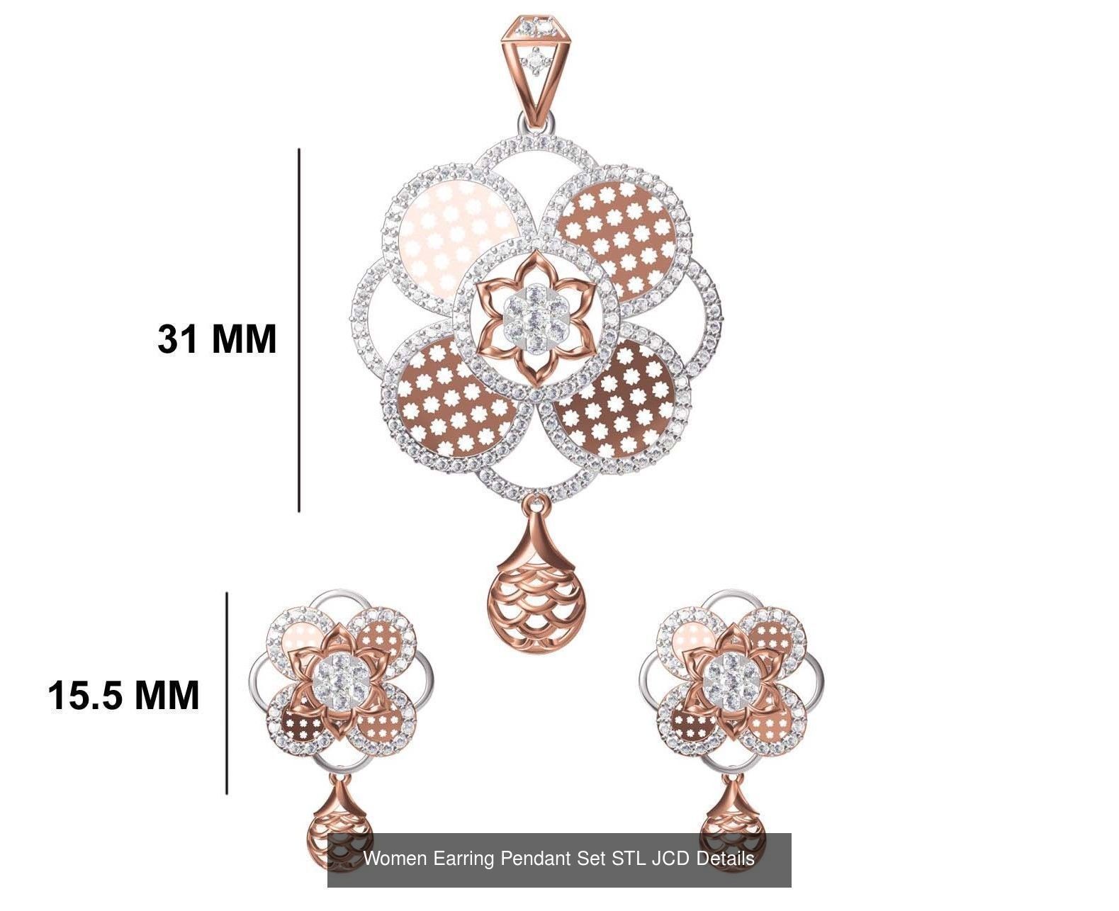 58 Women Earring Pendant Set STL JCD Details Collection _59